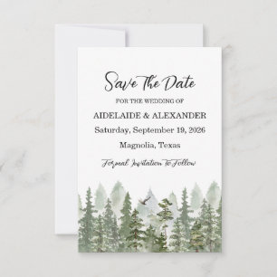 Woodland Forest Photo Wedding Green Save The Date