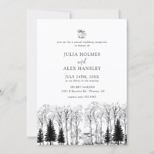 Woodland Forest Pine Tree Rustic Casual Wedding Invitation