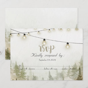Woodland,Forest,Pine Trees,Lights RSVP Invitation
