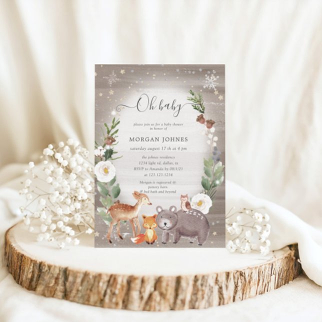 Woodland Forest Sparkle Baby Shower Invitation (Creator Uploaded)