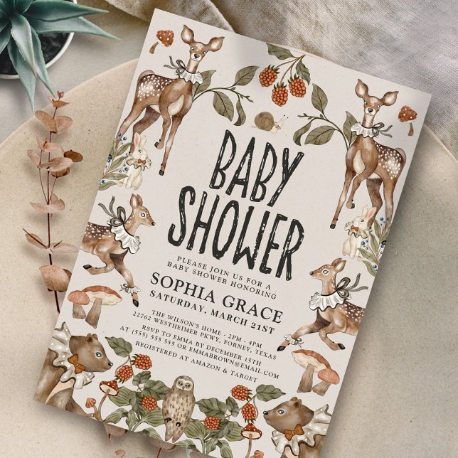 Woodland Forest Storybook Baby Shower Invitation (Creator Uploaded)