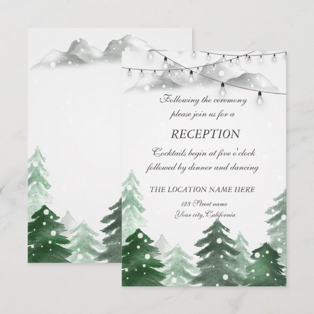 Woodland Forest,String Light, Wedding Reception Invitation (Front/Back)
