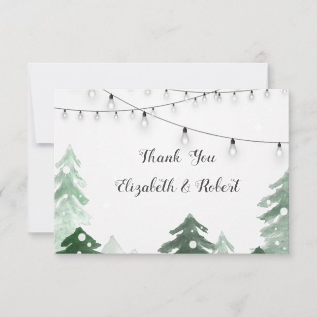 Woodland,Forest String Lights, Thank You Card (Front)