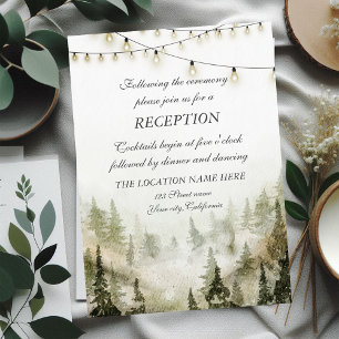 Woodland,Forest,String Lights Wedding Reception Invitation
