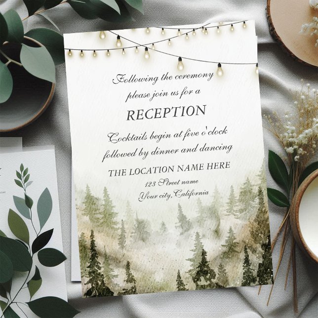 Woodland,Forest,String Lights Wedding Reception  Invitation (Creator Uploaded)