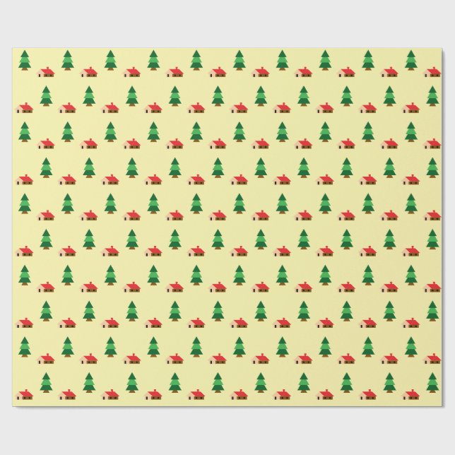 Woodland Forest Tree Pattern – Cozy Nature Design Wrapping Paper (Flat)