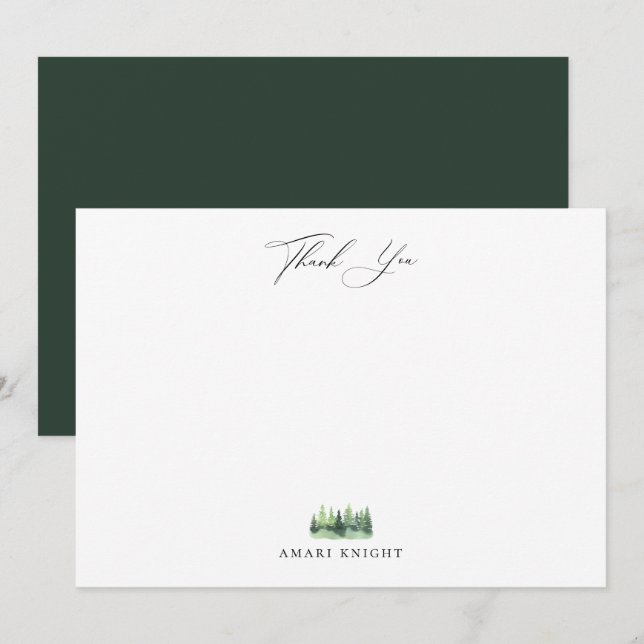 Woodland Forest Trees Thank You Card (Front/Back)