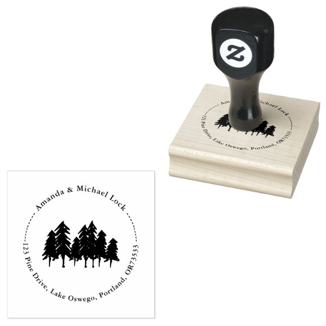Woodland Forest Trees Wedding Return Address  Rubber Stamp (Stamped)