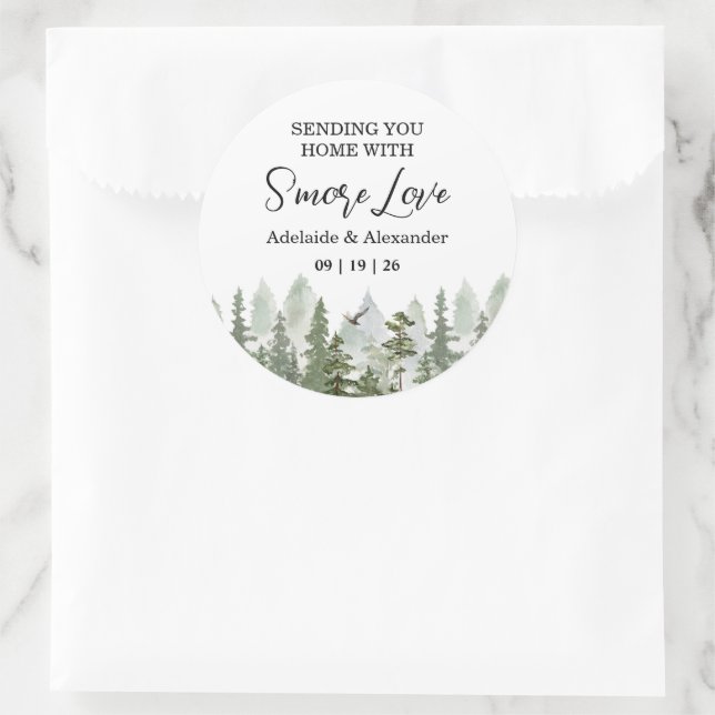 Woodland Forest Wedding Green Classic Round Sticker (Bag)