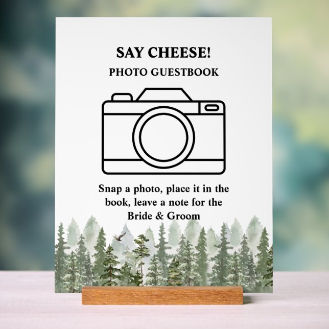 Woodland Forest Wedding Green Photo Booth Acrylic Sign (Neutral)