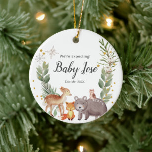 Woodland Forest We're Expecting Parents Ceramic Ornament