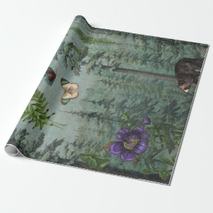 Woodland Forest Wildlife Bear, Butterfly Decoupage Wrapping Paper