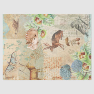 Woodland Forest Wildlife Rabbit Deer Decoupage  Tissue Paper