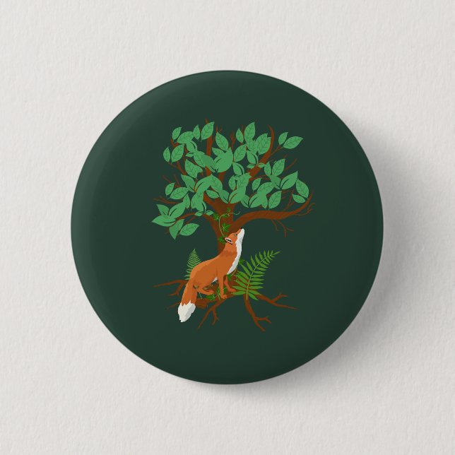 Woodland Fox 2 Inch Round Button (Front)