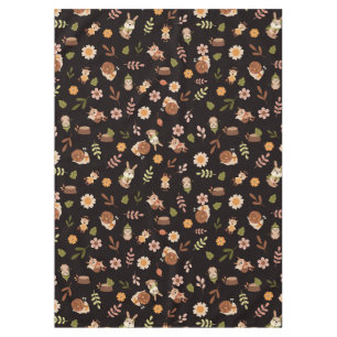 Woodland Fox Autumn Theme Dark Tablecloth