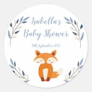 Woodland Fox Baby Shower Favour Sticker