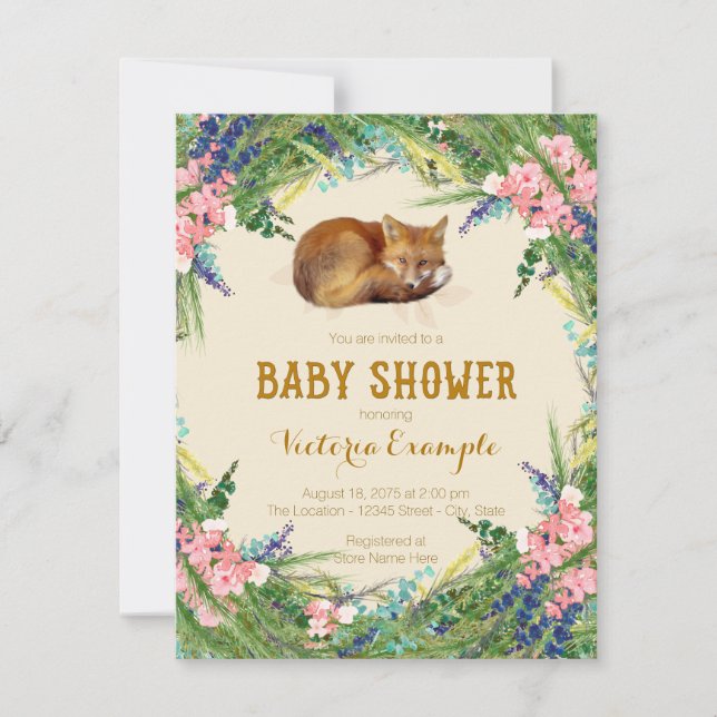 Woodland Fox Baby Shower Invitation (Front)