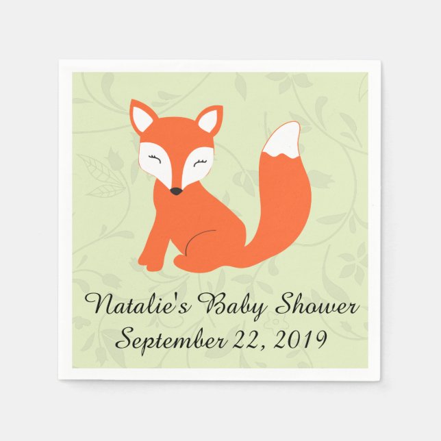 Woodland Fox Baby Shower Napkin (Front)