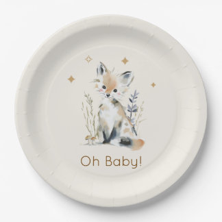 Woodland Fox Baby Shower  Paper Plate