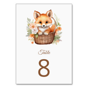 Woodland Fox Baby Shower Party Table Number