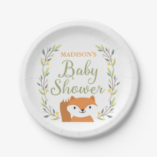 Woodland Fox Baby Shower Plates