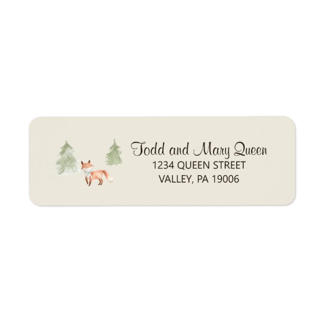Woodland Fox Baby Shower Return Address Labels (Front)