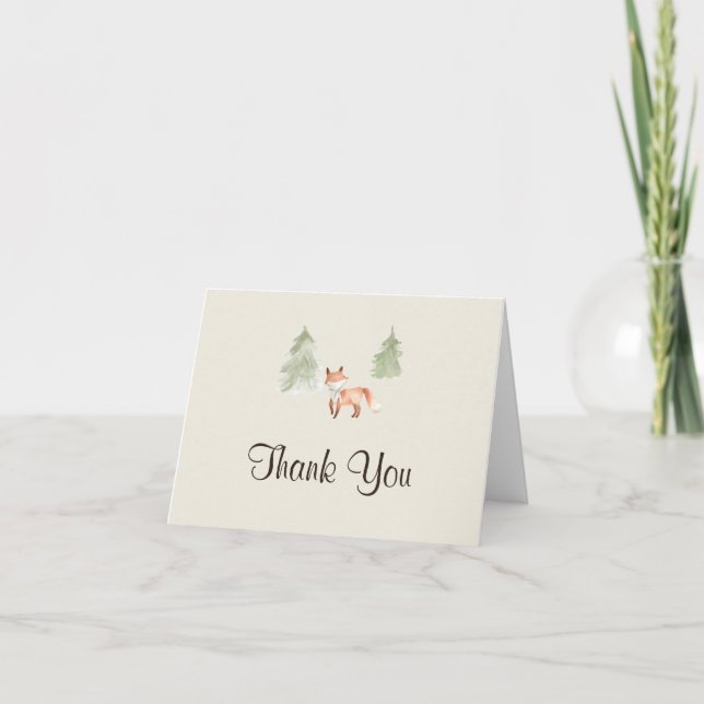 Woodland Fox Baby Shower Thank You Card (Front)