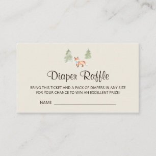 Woodland Fox Boy Baby Shower Diaper Raffle Enclosure Card
