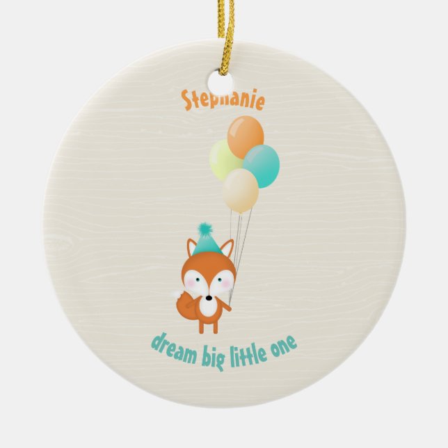 Woodland Fox Ceramic Ornament (Front)