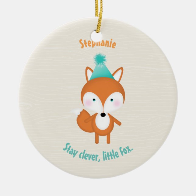 Woodland Fox Ceramic Ornament (Front)