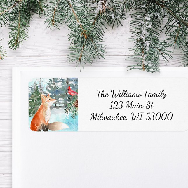 Woodland Fox Christmas Return Adresse (Woodland Fox Return Address Label)
