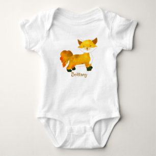 Woodland Fox + Customizable Name Baby T-shirts