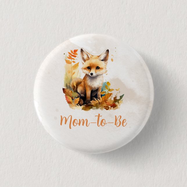 Woodland Fox Cute Baby Shower 1 Inch Round Button (Front)