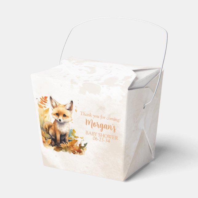 Woodland Fox Cute Baby Shower Favor Box (Front Side)