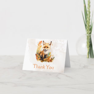 Woodland Fox Cute Baby Shower Photo Thank You Card
