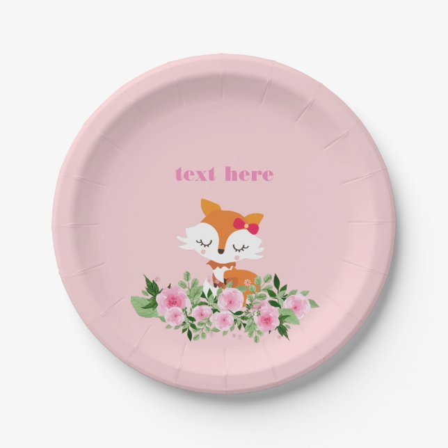 woodland fox, cute fox, paper plate (Front)
