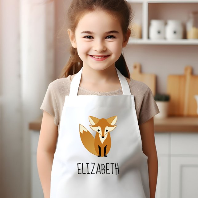 Woodland Fox Cute Personalized Kids Apron (Creator Uploaded)