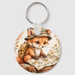 Woodland Fox Explorer Baby Shower Invitation, Wate Keychain