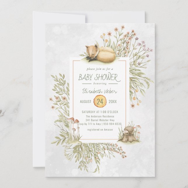 Woodland Fox | Forest Baby Shower Invitation (Front)