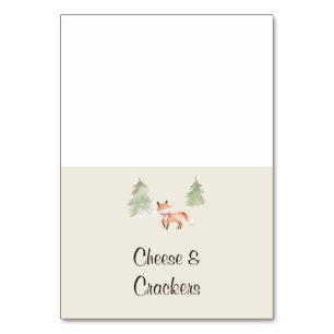 Woodland Fox Girl Baby Shower Buffet Food Labels Table Number