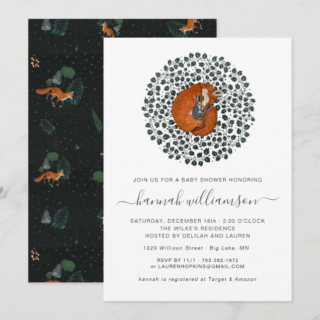 Woodland Fox & Hare | Forest Baby Shower Invitation (Front/Back)