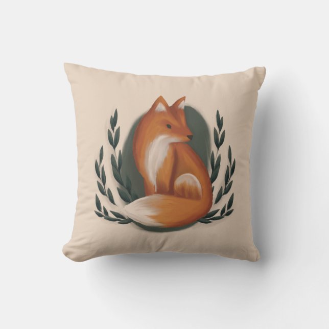 Woodland Fox Nursery Animal Throw Pillow (Front)