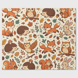 Woodland Fox & Owl Forest Wrap Paper