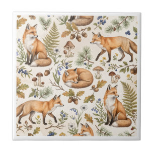 Woodland Fox Pattern Forest Animals Tile