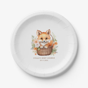 Woodland Fox Personalized Baby Shower Paper Plates