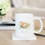 Woodland Fox Personalized Coffee Mug<br><div class="desc">Woodland inspired mug features a sweet watercolor fox nestled in a bed of green eucalyptus leaves and foliage. Personalize with a name, initial or monogram beneath in classic grey lettering.</div>