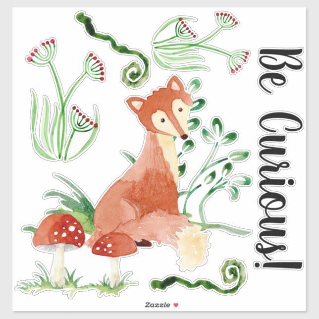 Woodland Fox Watercolor Be Curious Baby Nursery (Sheet)