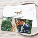 Woodland Fox Wedding Save The Date Photo Announcement Postcard<br><div class="desc">Modern watercolor woodland fox wedding save the date postcard. Add your favourite photo and all text is a template format.</div>