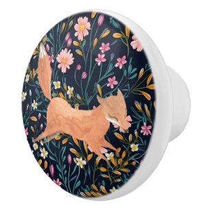 Woodland Fox Whimsical Cottagecore Ceramic Knob