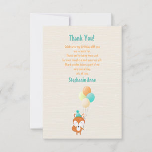 Woodland Fox with Balloons Invitation